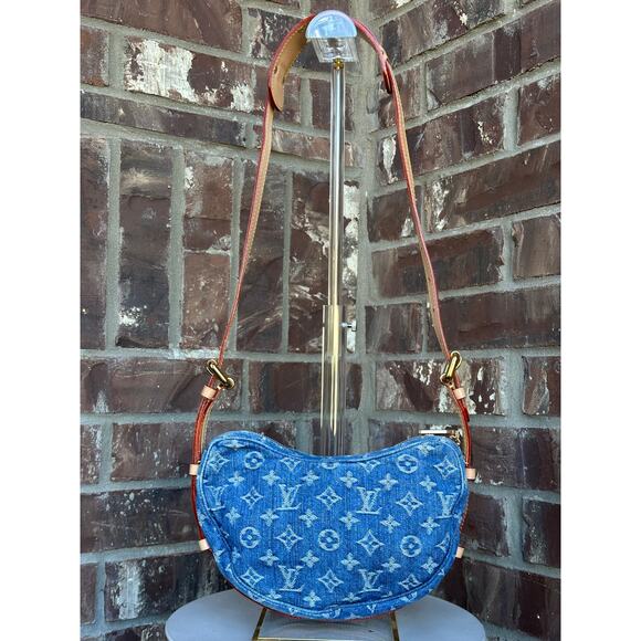 Louis Vuitton Croissant Handbag Monogram Denim MM Blue 37803 - Picture 3 of 15